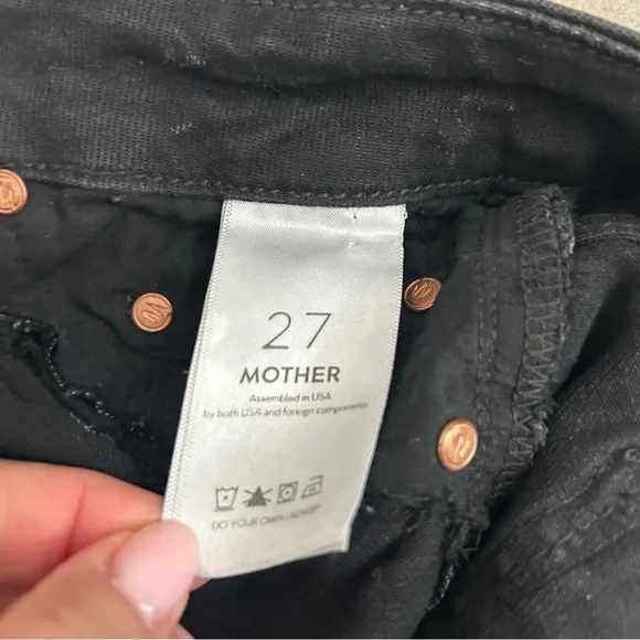 Mother the looker zip wait until dark black skinny jeans 27